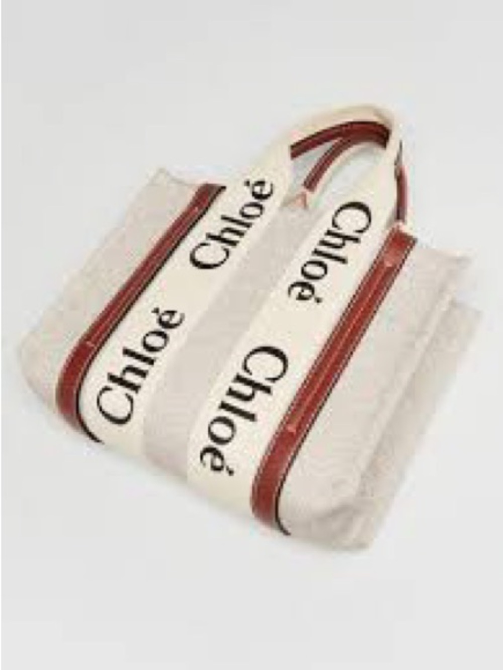 ‼️WOW‼️Chl -Canvas Tote Bag in Beige with Brown Trim